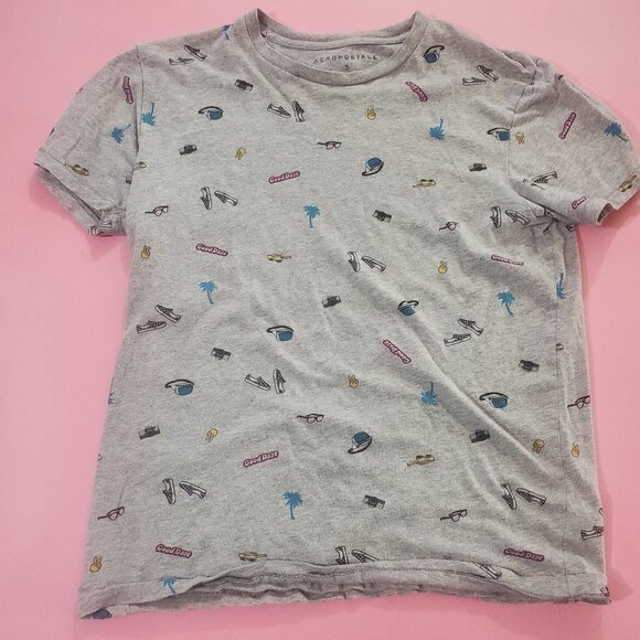 🌴 Aeropostale Summer Palm Tree Vans Peace Short Sleeve T-Shirt 🌴 - Picture 1 of 12